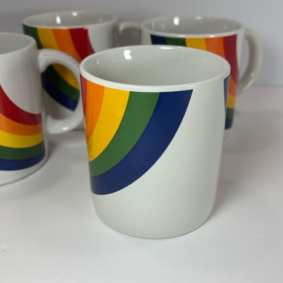 RAINBOW Coffee Mug Korea FTDA Especially For You 1984 Vintage Retro Set Of 4 - Picture 4 of 6